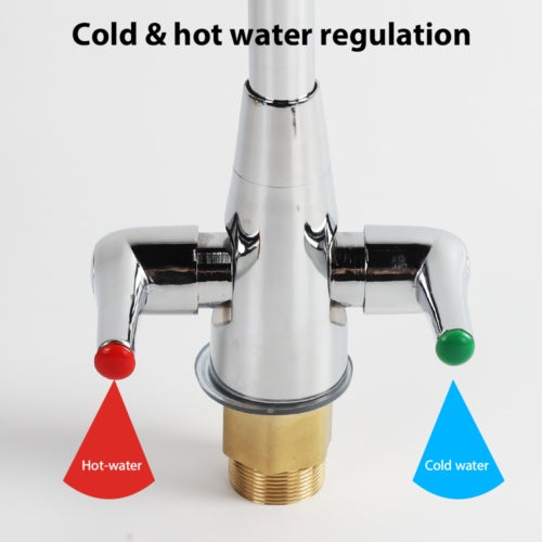 Modern Kitchen Sink Mixer Tap with Swivel Spout, Twin Lever Chrome Mono Faucet
