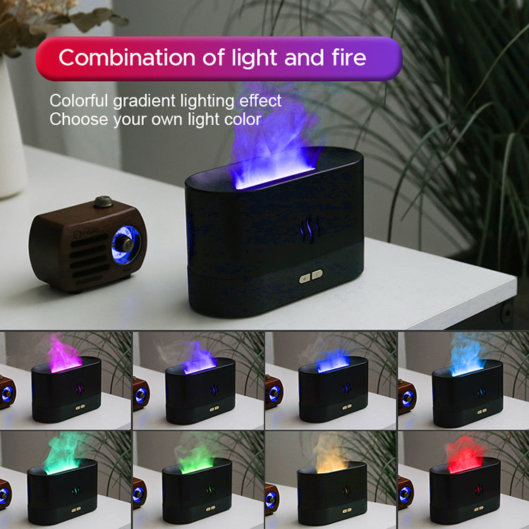 Ultrasonic Flame Humidifier LED RGB Colourful Essential Oil Aroma Diffuser