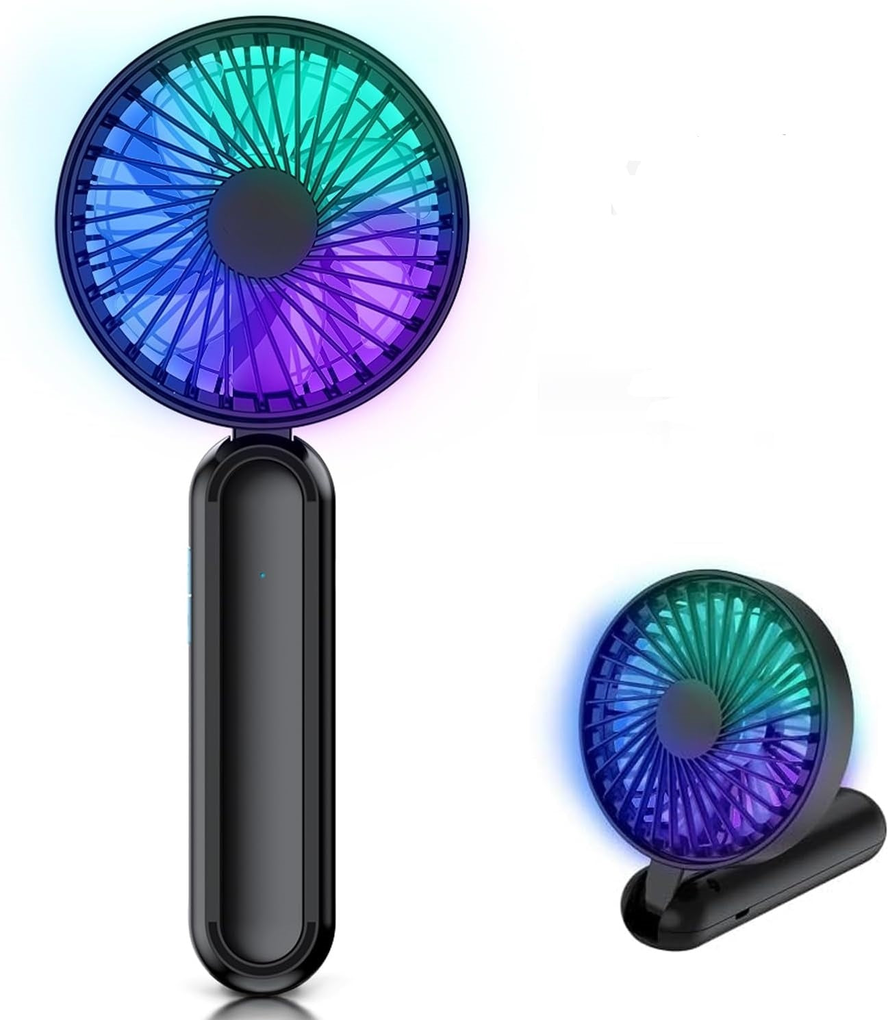 Portable Handheld Fan, Personal USB Hand Fans With RGB Colour Light