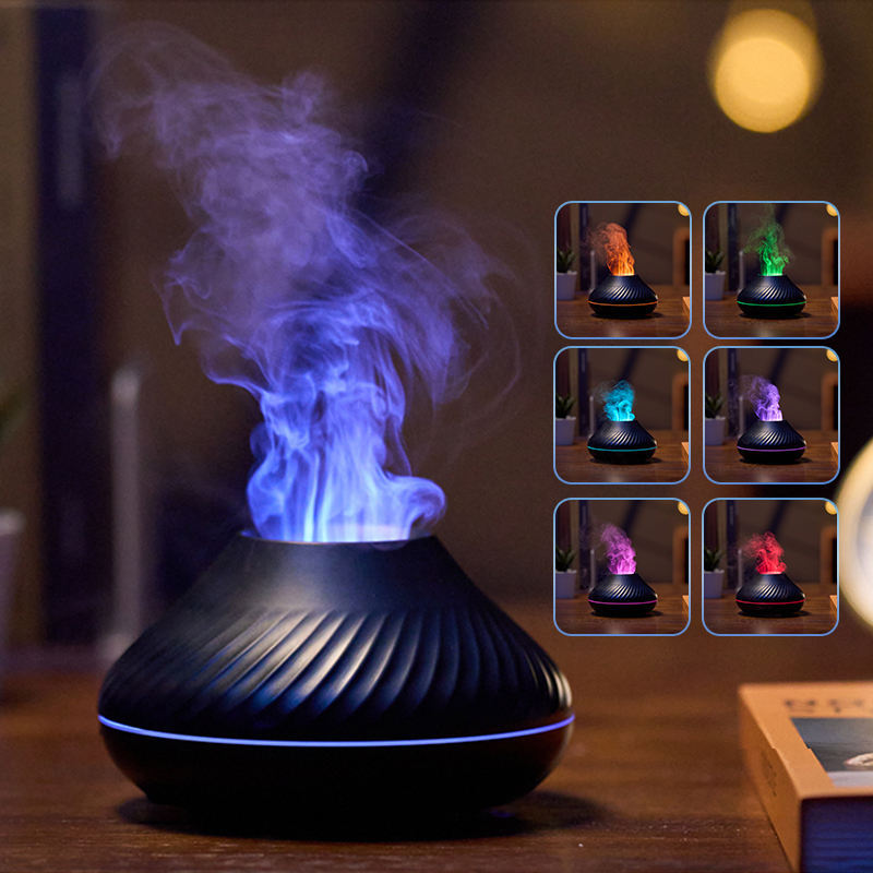 Latest RGB Flame Aroma Diffuser 130ml 3D Colourful Flame Humidifier