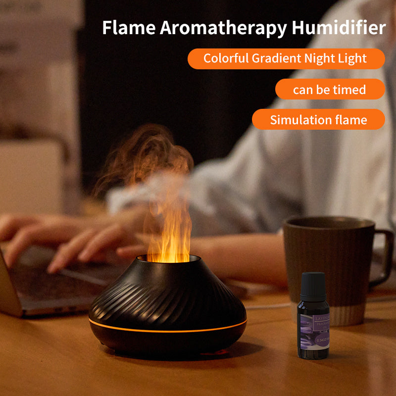 Latest RGB Flame Aroma Diffuser 130ml 3D Colourful Flame Humidifier
