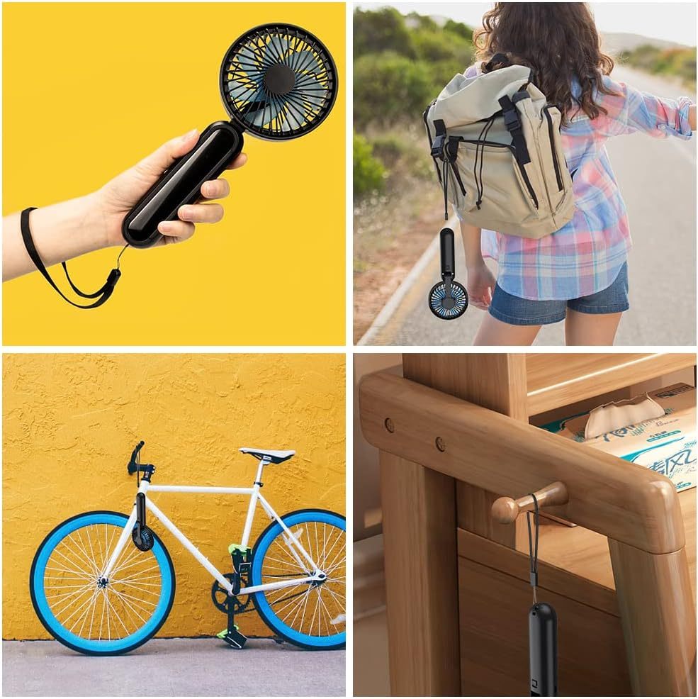 Portable Handheld Fan, Personal USB Hand Fans With RGB Colour Light