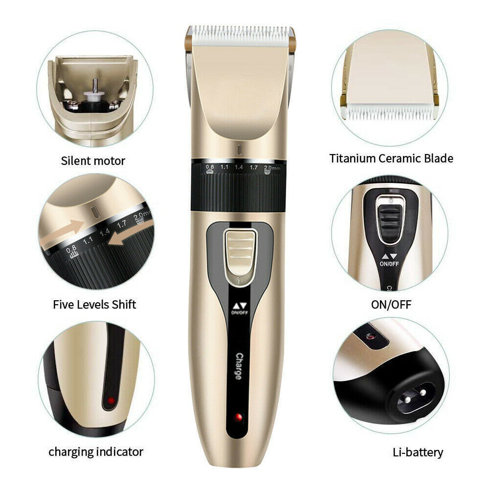 Pet Hair Electric Clippers Trimmer Cat Dog Grooming Shaver Kit Cordless