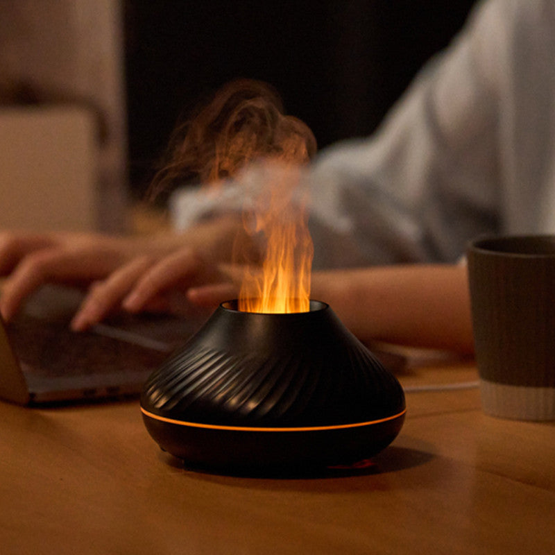 Latest RGB Flame Aroma Diffuser 130ml 3D Colourful Flame Humidifier