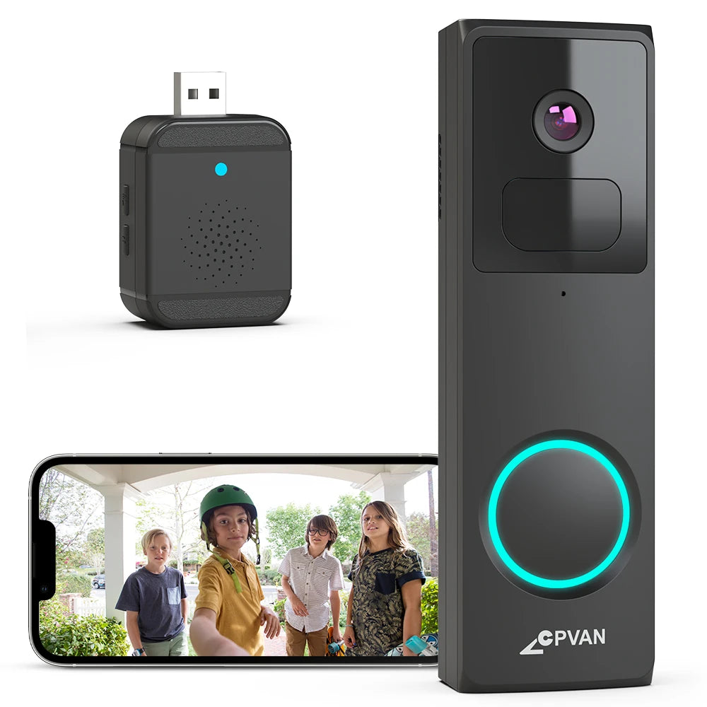 CPVAN Wireless 2.4G Wi-Fi Video Doorbell with 1080P HD Camera with