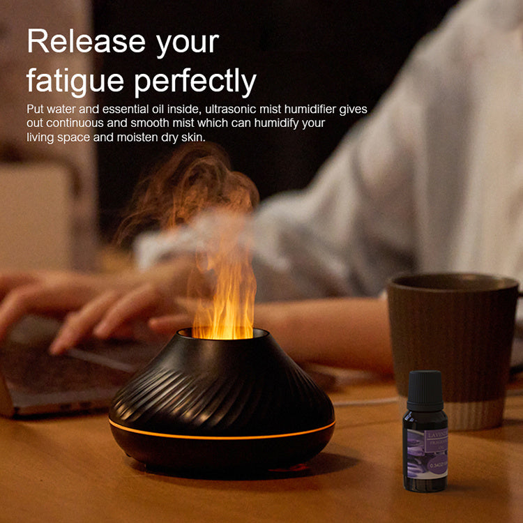 Latest RGB Flame Aroma Diffuser 130ml 3D Colourful Flame Humidifier