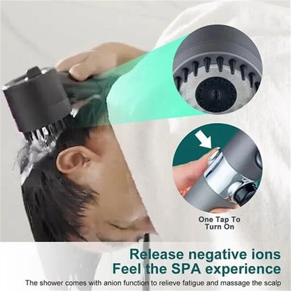 High Pressure Shower Head with 3 Modes: Water-Saving Massage for Body and Scalp