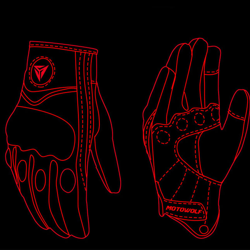 Motorcycle Leather Cycling Gloves for Men and Women with Carbon Protection