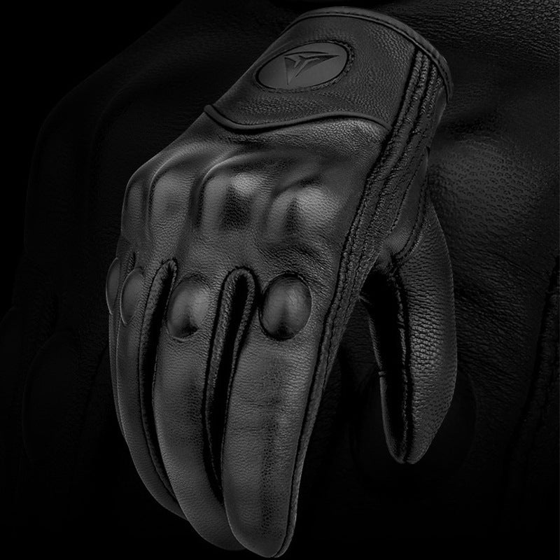 Motorcycle Leather Cycling Gloves for Men and Women with Carbon Protection