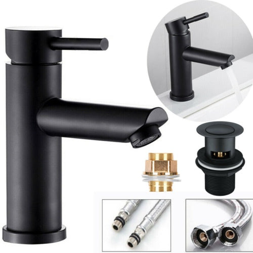 Modern Bathroom Basin Mixer Tap - Black Finish