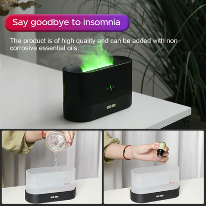 Ultrasonic Flame Humidifier LED RGB Colourful Essential Oil Aroma Diffuser