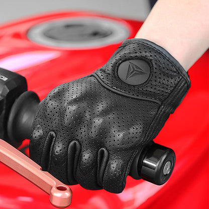 Motorcycle Leather Cycling Gloves for Men and Women with Carbon Protection