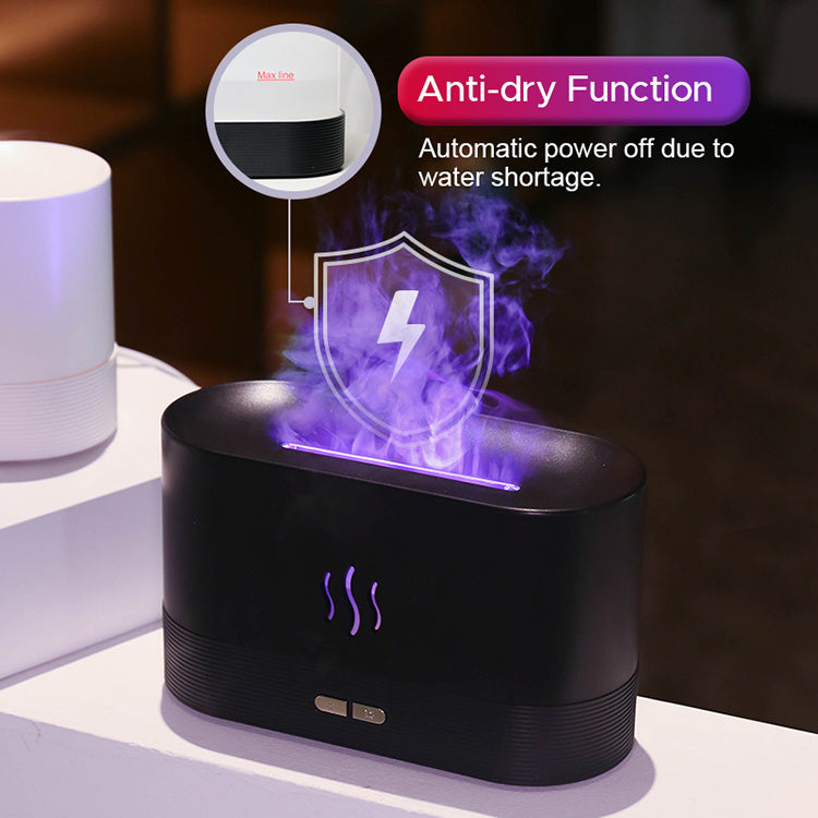 Ultrasonic Flame Humidifier LED RGB Colourful Essential Oil Aroma Diffuser