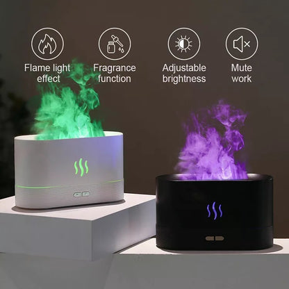 Ultrasonic Flame Humidifier LED RGB Colourful Essential Oil Aroma Diffuser