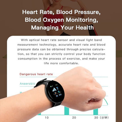 D18 Bluetooth Smart Watch – Blood Pressure & Heart Rate Monitor for Men and Women, Compatible with Android and iOS