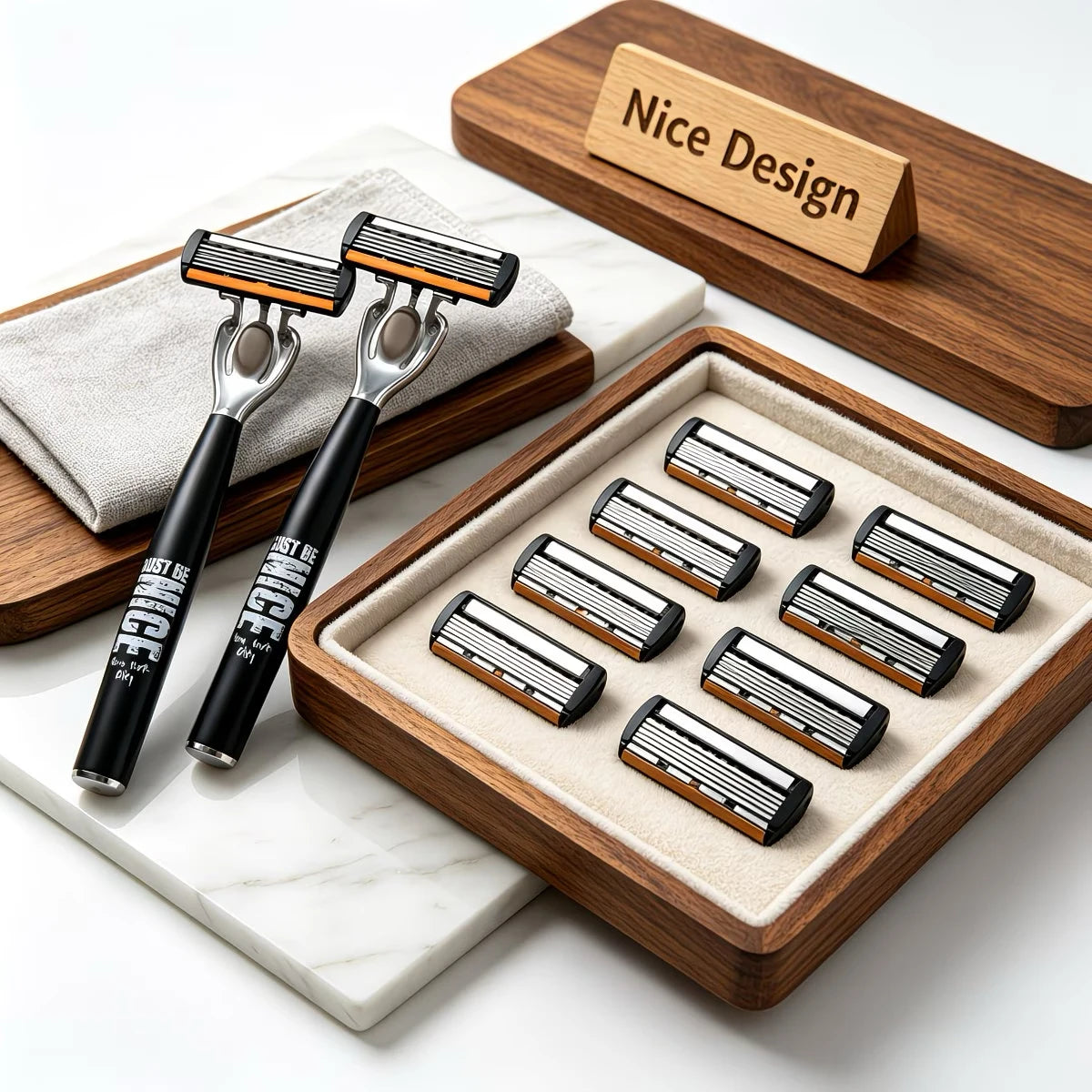 6-Blade Men's Manual Razor Set Stainless Steel Face & Body Shaver