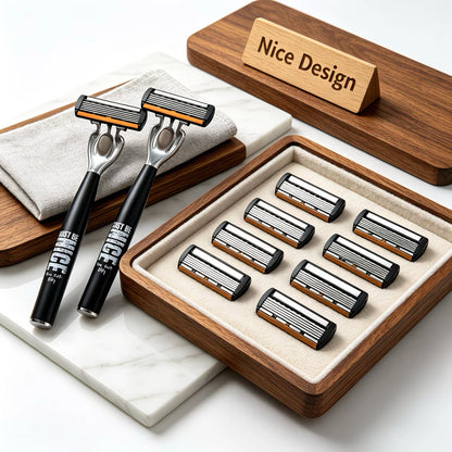 6-Blade Men's Manual Razor Set Stainless Steel Face & Body Shaver