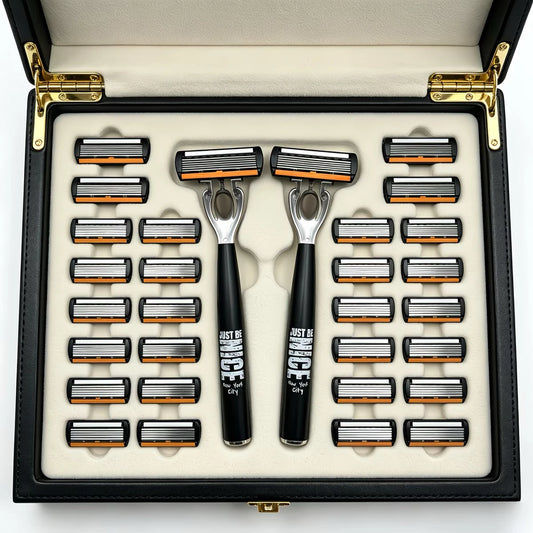 6-Blade Men's Manual Razor Set Stainless Steel Face & Body Shaver