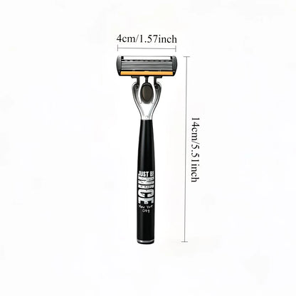 6-Blade Men's Manual Razor Set Stainless Steel Face & Body Shaver