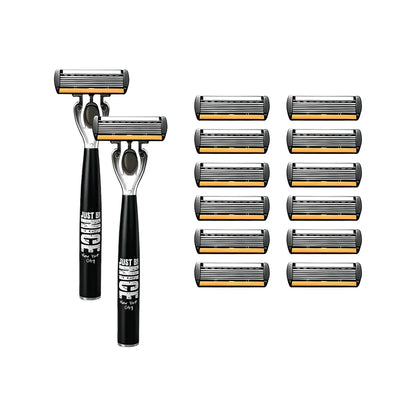 6-Blade Men's Manual Razor Set Stainless Steel Face & Body Shaver