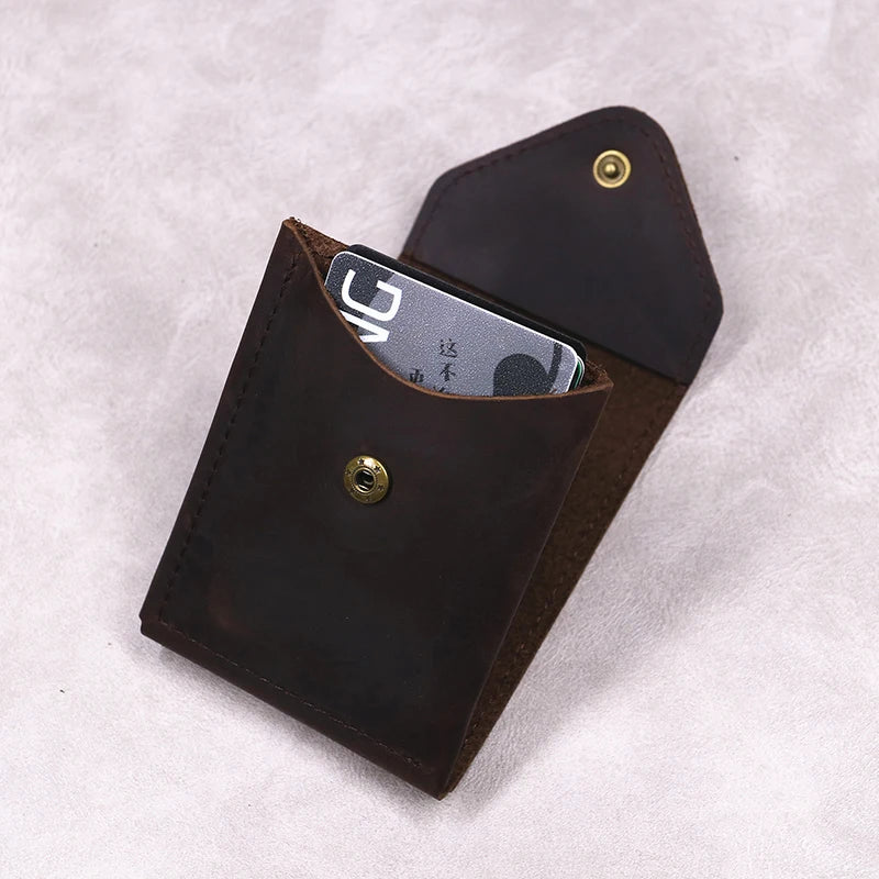 Men's Genuine Full-Grain Leather Slim Wallet | Compact Card & Cash Holder