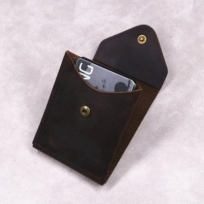 Men's Genuine Full-Grain Leather Slim Wallet | Compact Card & Cash Holder