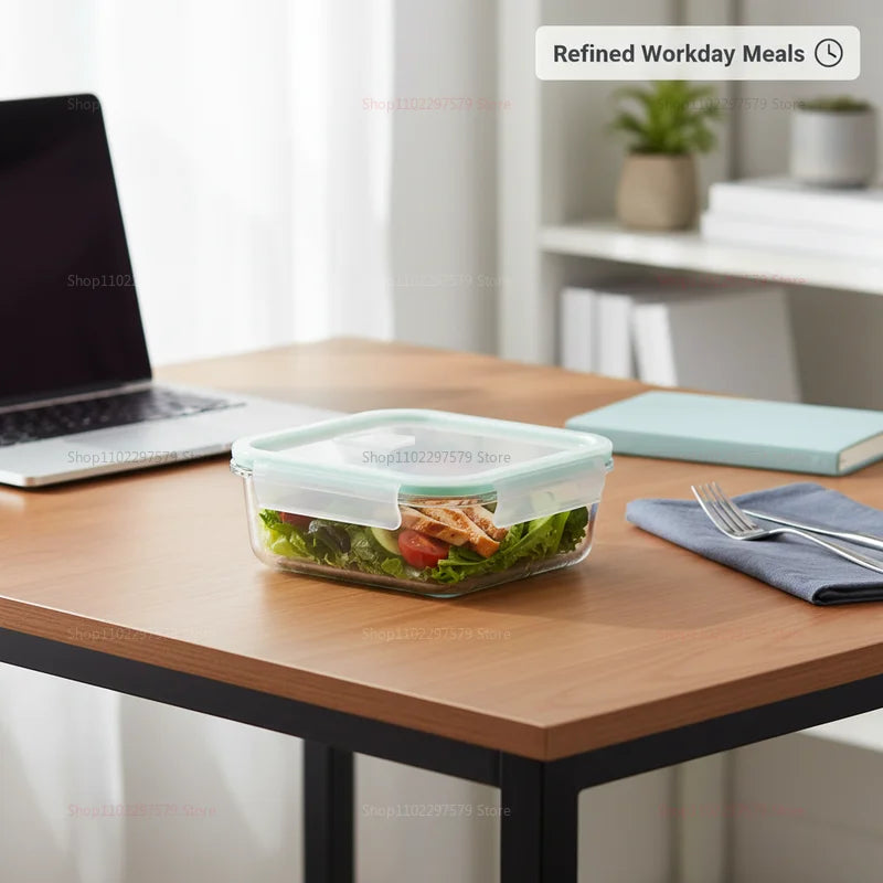 Borosilicate Glass Lunch Box | Leak-Resistant Meal Prep & Food Storage Container