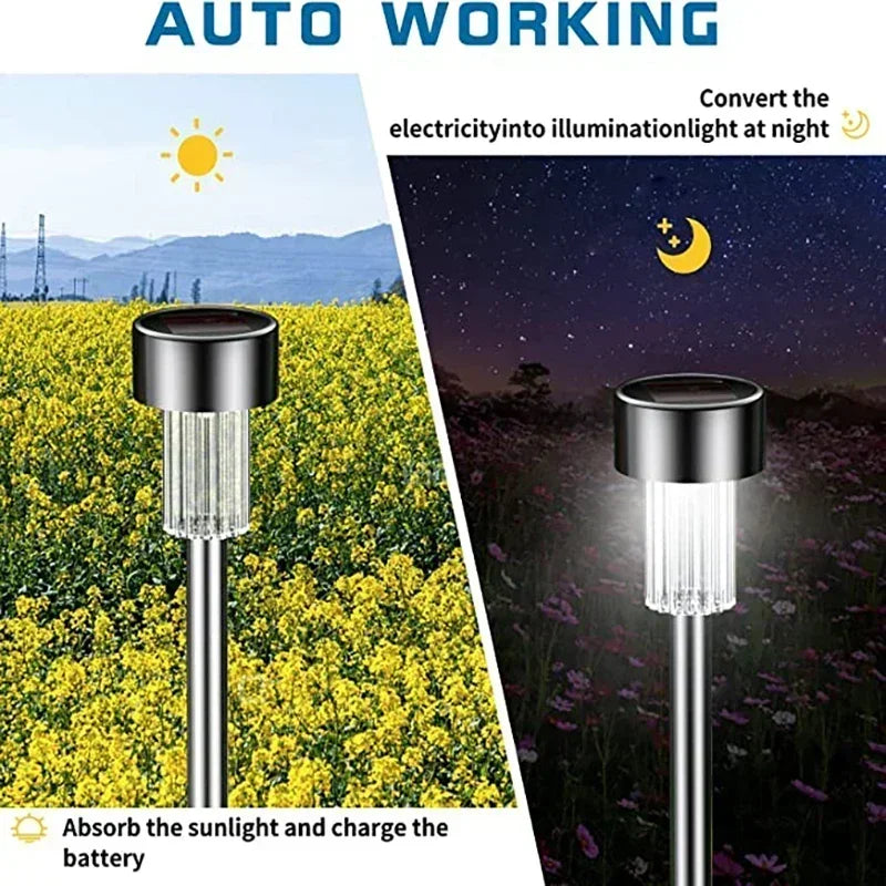 Solar Powered Outdoor Garden Lights Landscape Path Lamps for Lawn Patio Decoration