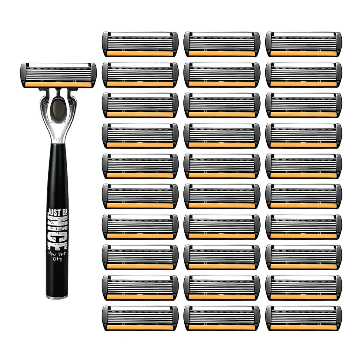 6-Blade Men's Manual Razor Set Stainless Steel Face & Body Shaver