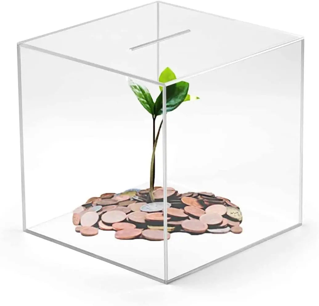 Clear Acrylic Break-to-Open Money Saving Bank | Adult Savings Box