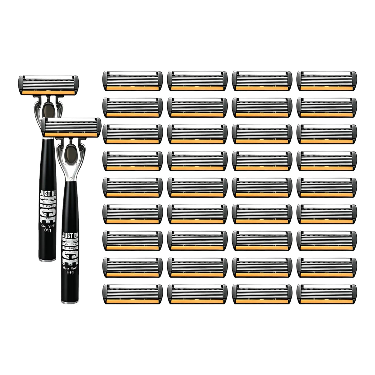 6-Blade Men's Manual Razor Set Stainless Steel Face & Body Shaver