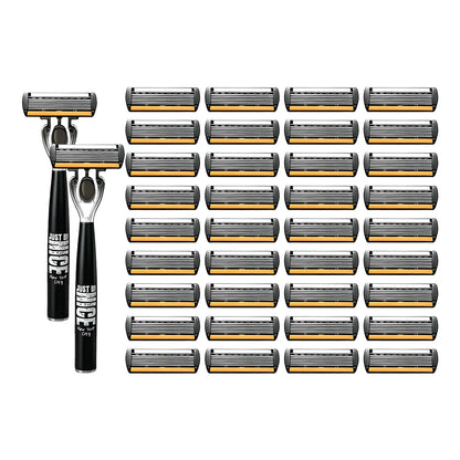 6-Blade Men's Manual Razor Set Stainless Steel Face & Body Shaver