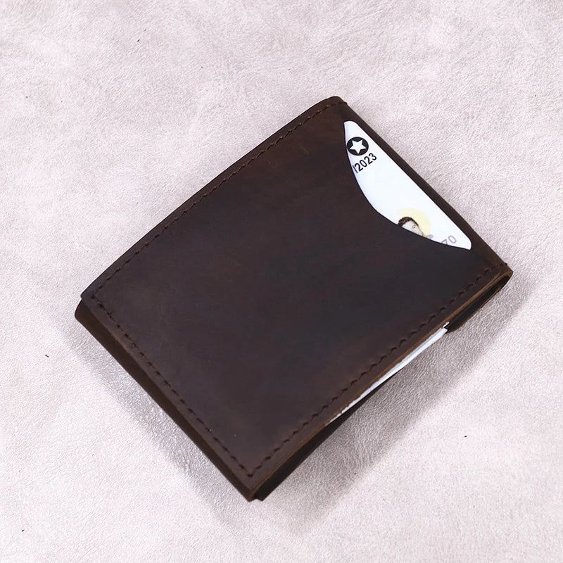 Men's Genuine Full-Grain Leather Slim Wallet | Compact Card & Cash Holder