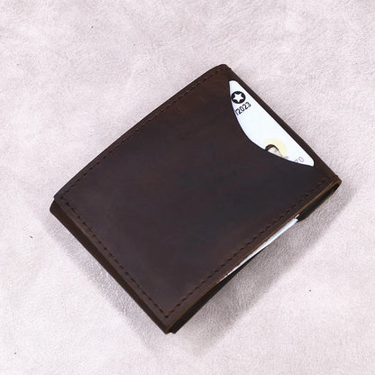 Men's Genuine Full-Grain Leather Slim Wallet | Compact Card & Cash Holder