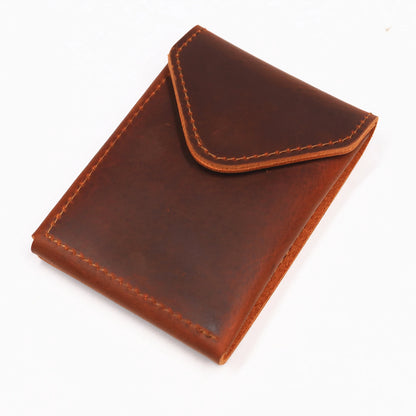 Men's Genuine Full-Grain Leather Slim Wallet | Compact Card & Cash Holder