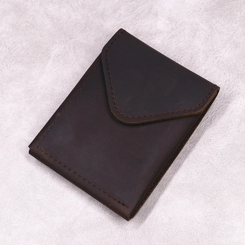 Men's Genuine Full-Grain Leather Slim Wallet | Compact Card & Cash Holder