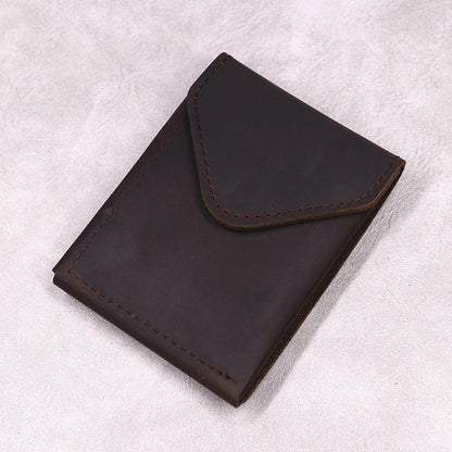 Men's Genuine Full-Grain Leather Slim Wallet | Compact Card & Cash Holder
