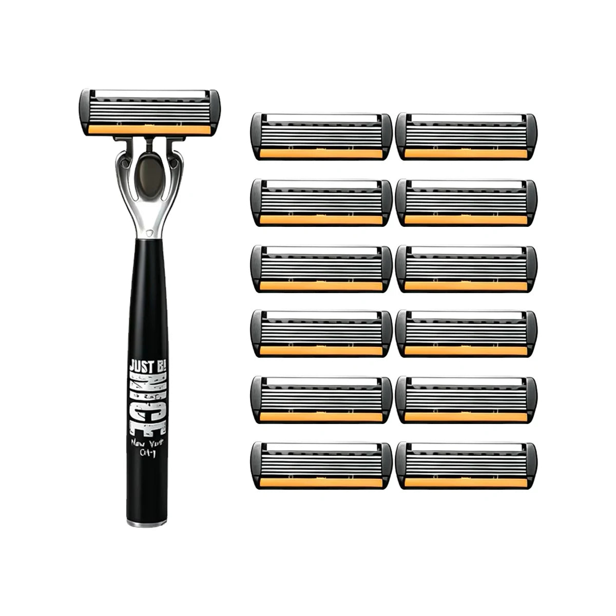 6-Blade Men's Manual Razor Set Stainless Steel Face & Body Shaver