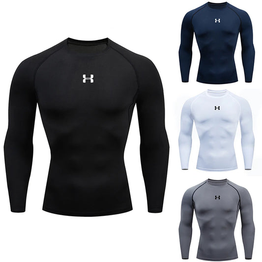 Men's Long Sleeve Compression T-Shirt - Athletic Gym Running Top, Fitness Sweatshirt, Sport Tee, Jogging Tracksuit