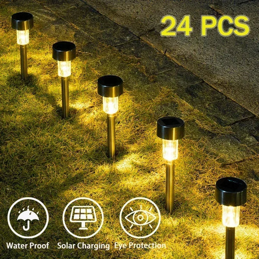 Solar Powered Outdoor Garden Lights Landscape Path Lamps for Lawn Patio Decoration