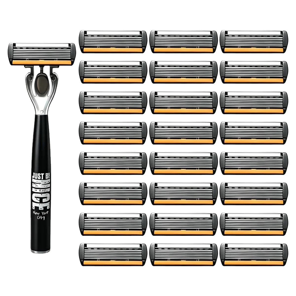 6-Blade Men's Manual Razor Set Stainless Steel Face & Body Shaver
