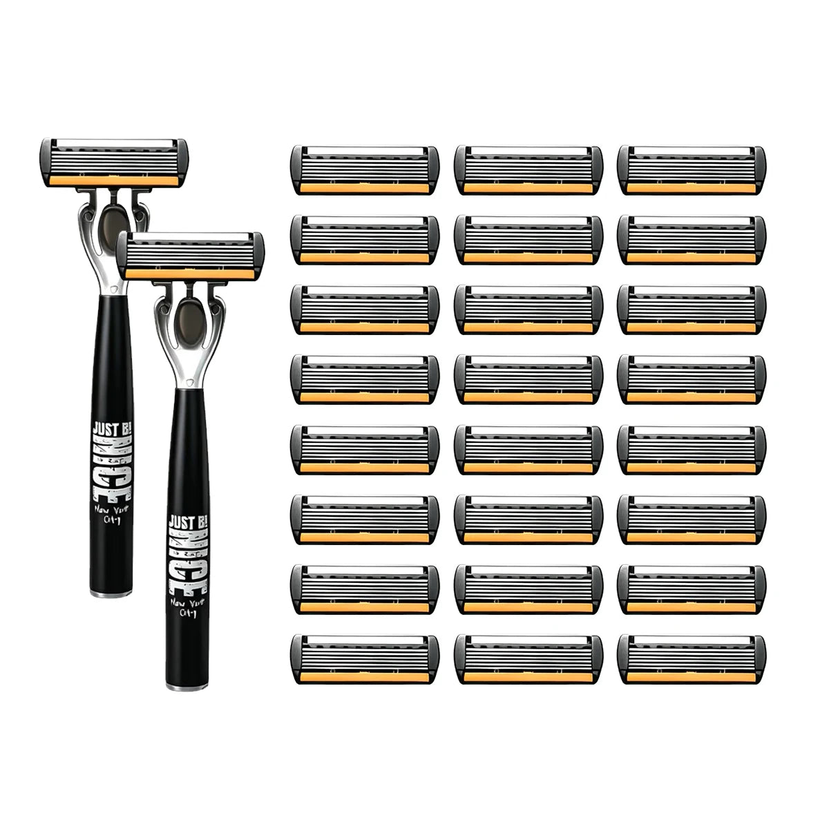 6-Blade Men's Manual Razor Set Stainless Steel Face & Body Shaver