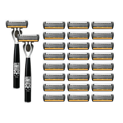 6-Blade Men's Manual Razor Set Stainless Steel Face & Body Shaver