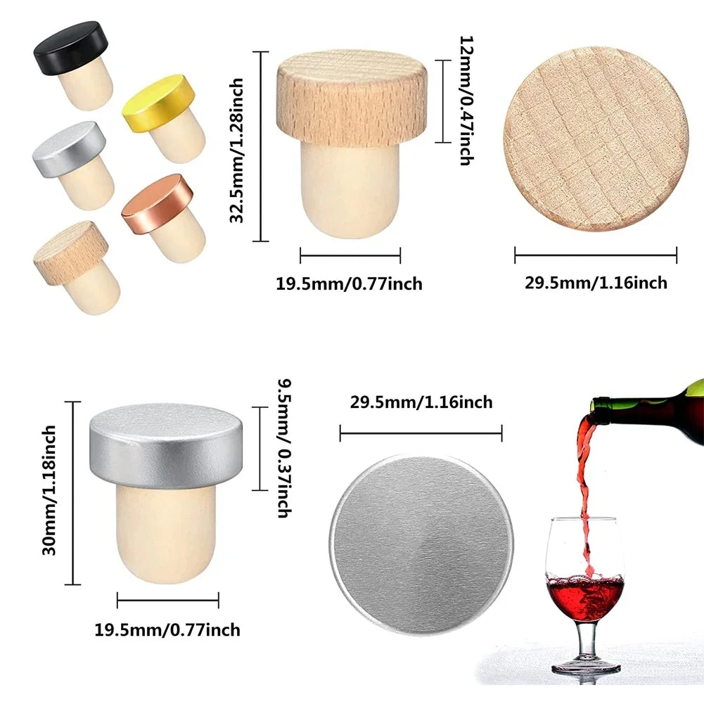 10-Pack Reusable T-Shaped Cork Bottle Stoppers | Wine & Bottle Seals