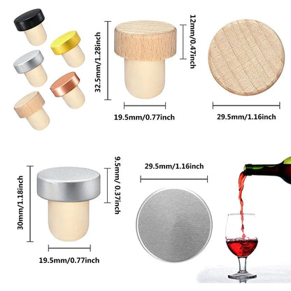 10-Pack Reusable T-Shaped Cork Bottle Stoppers | Wine & Bottle Seals