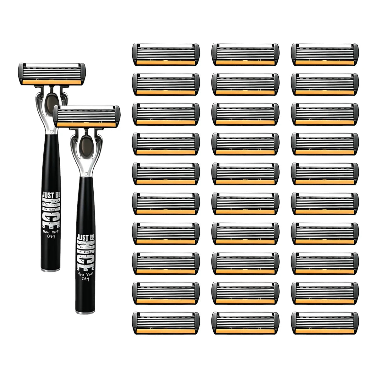 6-Blade Men's Manual Razor Set Stainless Steel Face & Body Shaver