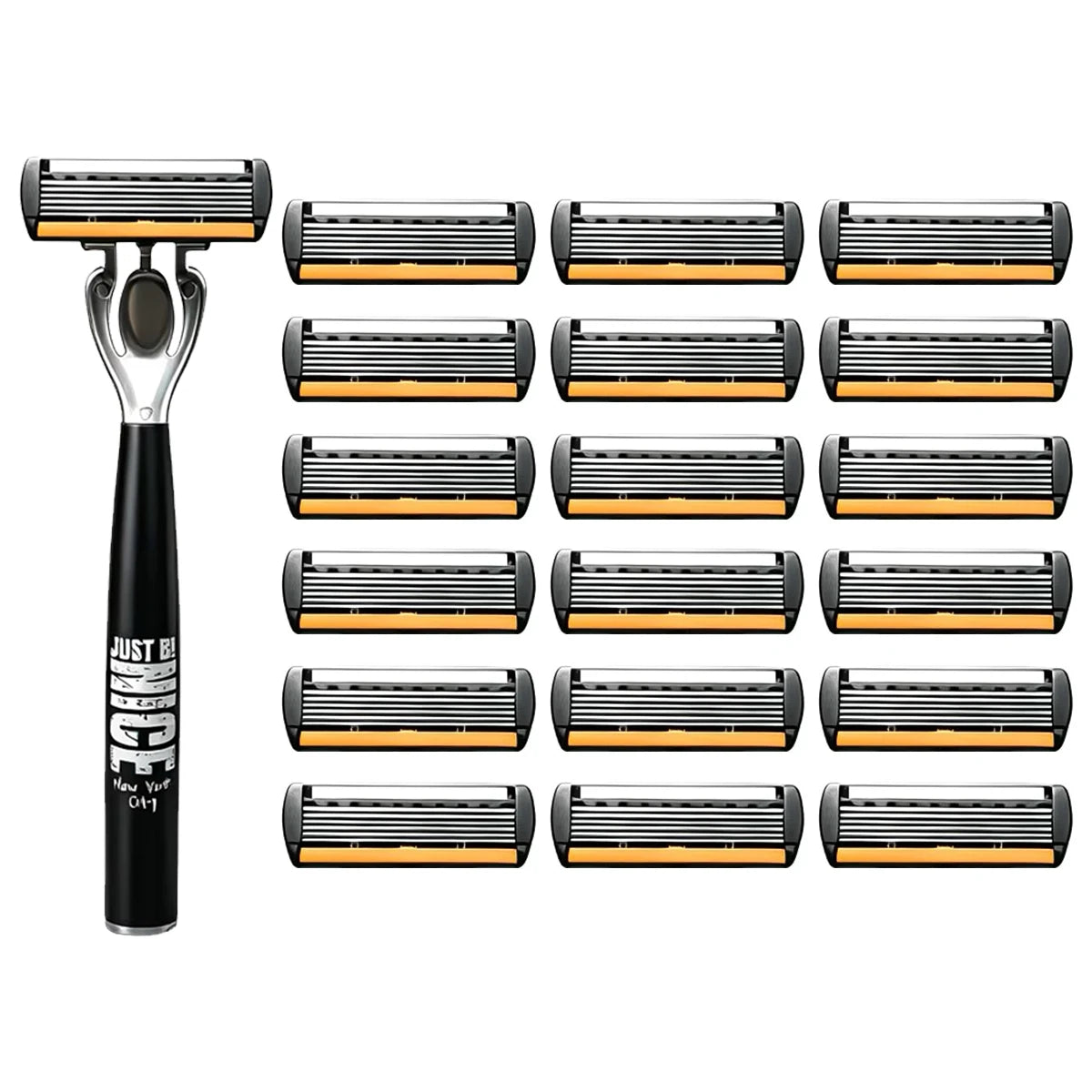 6-Blade Men's Manual Razor Set Stainless Steel Face & Body Shaver