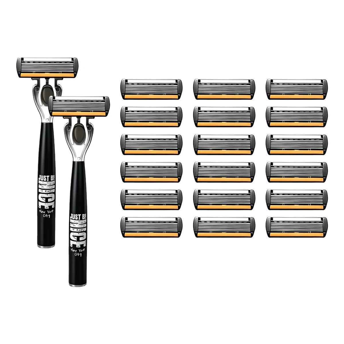 6-Blade Men's Manual Razor Set Stainless Steel Face & Body Shaver