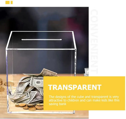 Clear Acrylic Break-to-Open Money Saving Bank | Adult Savings Box