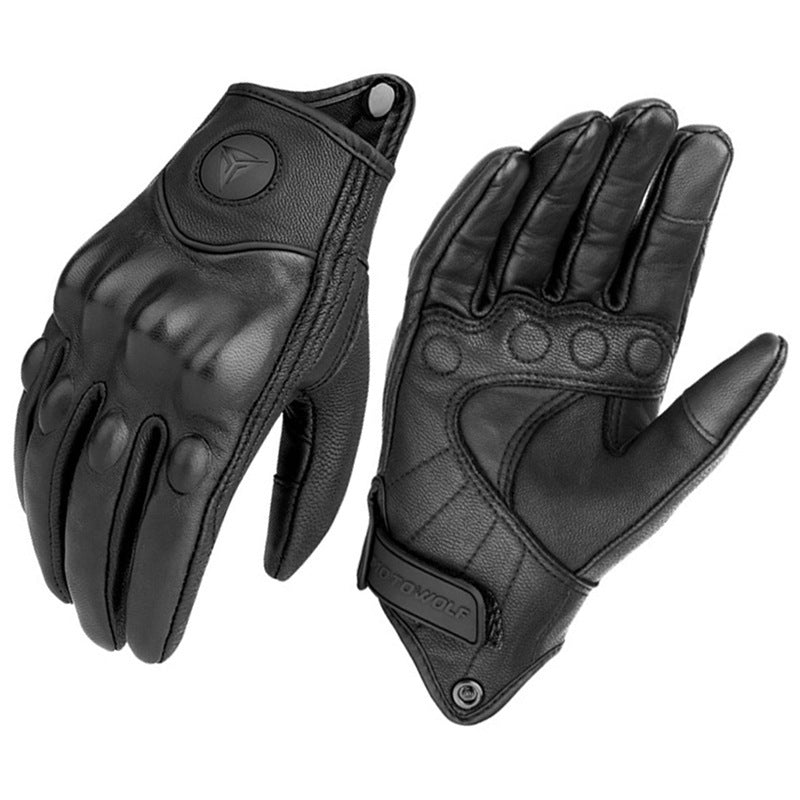 Motorcycle Leather Cycling Gloves for Men and Women with Carbon Protection